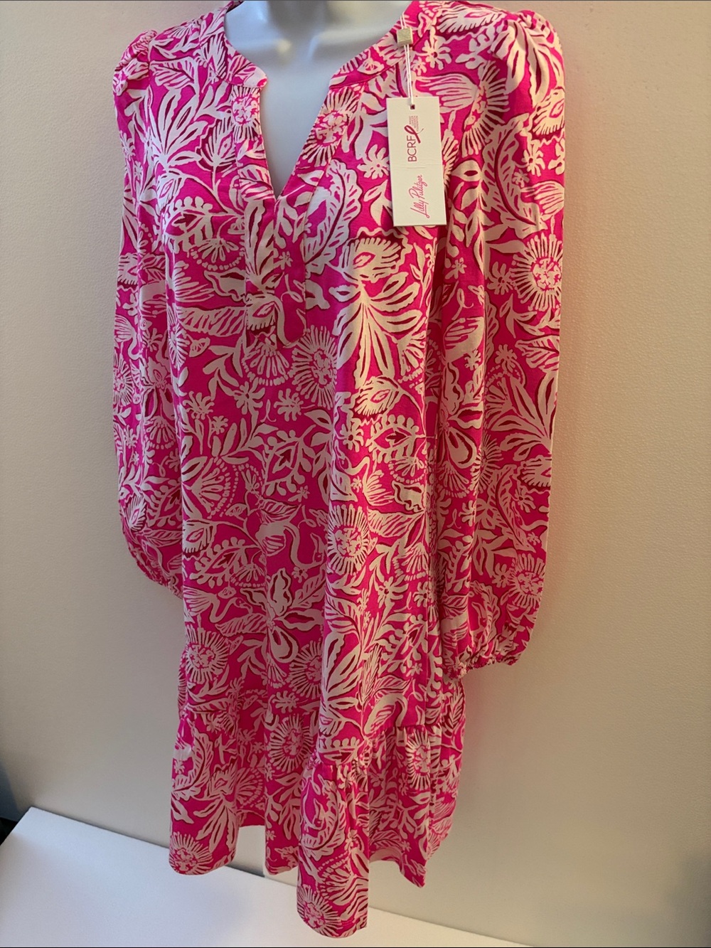 NWT Lilly Pulitzer Alyssa Dress XXS Absolutely Flamazing Pink Long Sleeve
